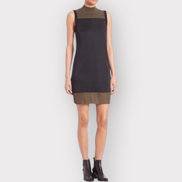 RAG & BONE Vivienne Color Block Mock Neck Dress Black & Green (Sz S) - Picture 9 of 9